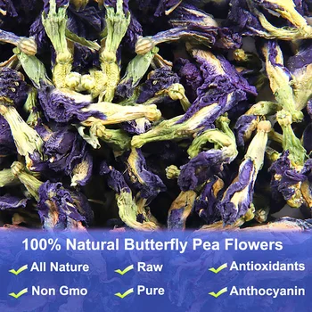 100/500 g/tasak 100% - os Tisztaságú, Természetes Kék Pillangó Borsó Virág Tea, Szárított Virágok Színezés Clitoria Ternatea Tea Egészségre Thaiföld