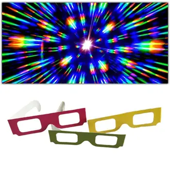 10db Papír Keret 3D Tűzijáték Szemüveg Szivárvány Szemüveg Szemüveg Fény Lámpa Buborékok Optikai Szemüveg Használt Zenei Fesztivál Acces