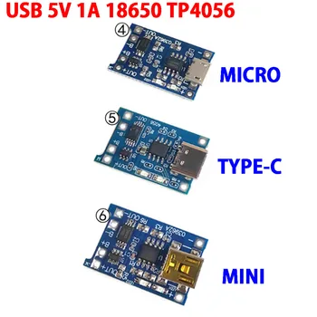 1db 1A 18650 Lítium Akkumulátor Védelmi Igazgatóság Típus-c/Micro/Mini USB Töltő Modul TP4056 A Védelem Egy Tányér Modul