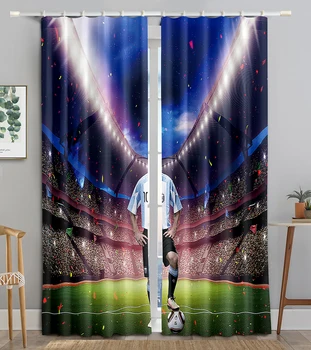 3D-s Nyomtatási Futball Sztár Stadion Függöny a Hálószoba Ablak Függöny Nappali Dekoratív Labdarúgó Sport Haza Texitle Dekoráció