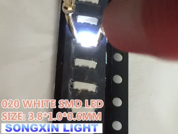 50PCS 020 Fehér 3806 3810 oldalnézet SMD/SMT CW 3.8*1.0*0.6 mm 6000-9000K fénykibocsátó dióda Lámpa gyöngy 020 SMD led-es, fehér