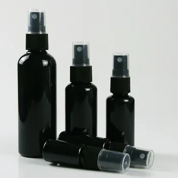 50pcs Hordozható, kicsi Fekete Műanyag Üres Spray Palackot Újratölthető Palackok 10ml/20ml/30ml/50ml/100ml