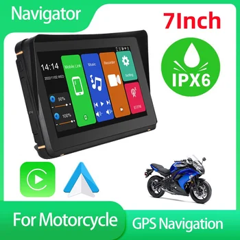 7 Hüvelykes Touch Motoros GPS Navigációs Vezeték nélküli Motorkerékpár Különleges Navigátor Támogatás CarPlay / Android Auto IPX76 Vízálló