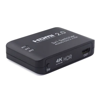 A HDMI Kapcsoló 4K@60Hz 3 1 HDMI2.0 Elosztó Kapcsoló Támogatja a 4K-s Full HD IR-Távirányító-HDMI Switcher 3x1 Laptop Számítógép
