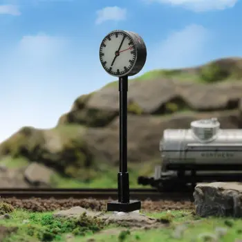 A Ház Kézműves Vonat Jelenet Modell Homok Táblázat Retro Bell Figurák Miniatűr Vasúti Állomás Óra Babaház Dísz