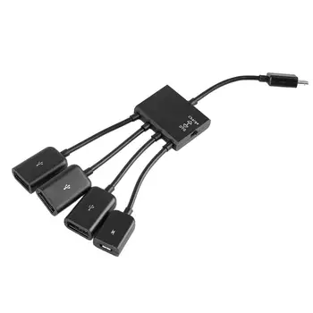 ABS Okos Telefon Micro-USB Hub 4 Port, U-lemez Vezeték nélküli Egér Adapter