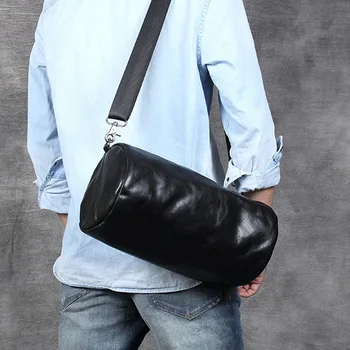 AETOO Alkalmi első réteg marhabőr hordó táska férfi eredeti bőr retro egyszerű divat egy-váll kors táska