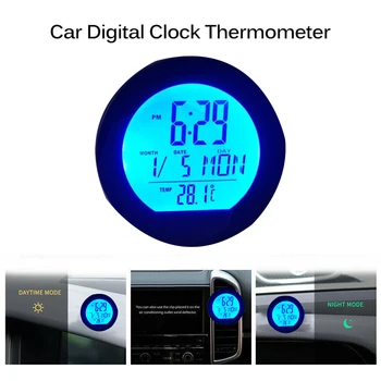 Autó Auto LCD Digitális Óra Hőmérő Hőmérséklet, Feszültség Mérő Battery Monitor Univerzális Power Napelemes Autó Óra Tartozékok