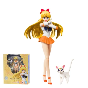 Bandai Sailor Moon Ábra SHF Aino Minako Vénusz Valódi Anime Figura Gyűjtemény Modell Akció Játék Ábra Játékok