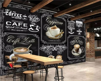 Beibehang saját háttérképet Európai, illetve Amerikai stílus retro kézzel festett tábla kávé vendéglátó-ipari háttér 3d háttérkép