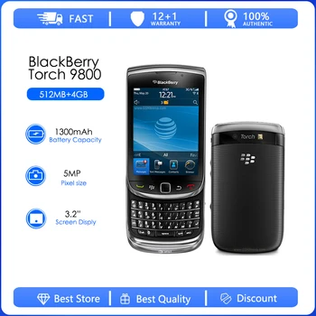 BlackBerry torch 9800 Felújított-Nyitva 3G okostelefon,QWERTY, majd érintse meg a 3.2 inch,WiFi,GPS,5.0 MP Felújított Freeshipping