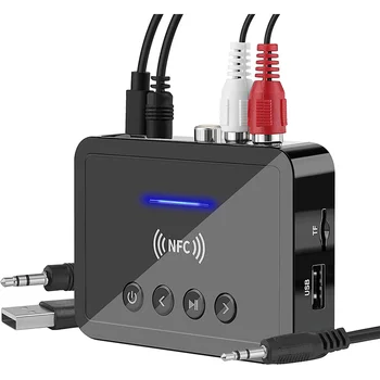 Bluetooth 5.0 Vevő Adó FM Sztereó AUX 3,5 Mm-es Jack RCA Vezeték nélküli NFC Bluetooth Audio Adapter A TV-készülék PC Fejhallgató