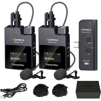 COMICA BoomX-D UC2(TX+TX+UC RX) 2.4 G Digitális Vezeték nélküli Mikrofon Kondenzátor Mikrofon Podcasting Felvétel Élő Közvetítés