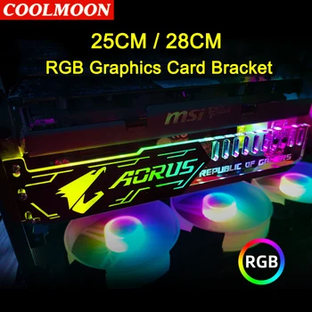 Coolmoon 25 cm/28 cm Grafikus Kártya Tartó Dekoratív Keret 5V 4 TŰS RGB LED-es GPU-s Támogatás VGA Birtokos Esetben Alváz PC Tartozékok