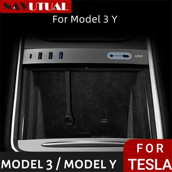 Dokkoló Állomás Tesla Modell 3 Modell Y 2023 Gyors Intelligens Töltő USB Sönt Hub Töltés Adatok Tartozékok