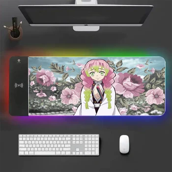 Démon Vadász RYRA egér pad Kanroji Mitsuri RGB játék asztal pad gumi, csúszásmentes nagy aranyos számítógép pad szünet billentyűzet pad