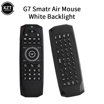 G7 Air Egér angol Háttérvilágítású 2.4 G Wireless Mini Billentyűzet IR Tanulás Giroszkóp Hang Távirányító Mic Android TV BOX