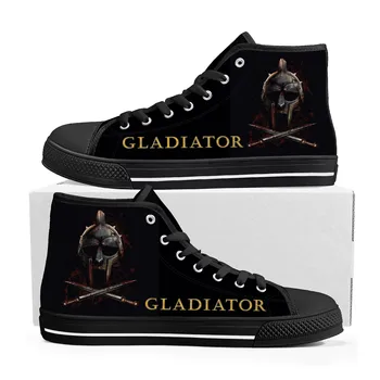 Gladiátor Magas Felső Cipők Férfi Női Tinédzser Magas Minőségű Russell Crowe Vászon Tornacipő pár Cipő, Alkalmi, Egyedi Cipő
