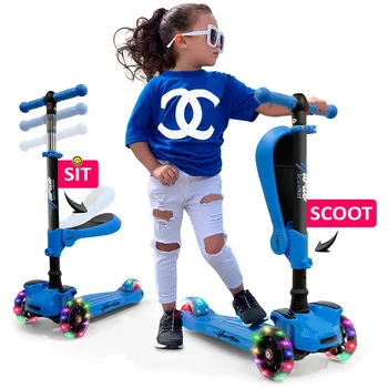 Gyerek 3 Kerekű Gyerek Roller - Gyermek & Kisgyermek Játék Robogó, Beépített LED Kerék Világítás, kihajtható Komfort Ülés (Korosztály 1+) robogók