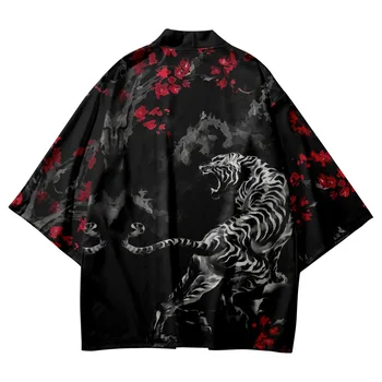 Hagyományos Haori Tigris Nyomtatás Cosplay Kimonó 2022 Nők Férfiak Harajuku Japán Strand Yukata Streetwear Kardigán Ázsiai Ruházat