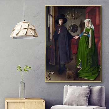 Híres Festmény Van Eyck Arnolfini Esküvői Portré Vászon Festmény Poszter Nyomtatás Wall Art Kép a Szoba Fal Otthoni Dekoráció