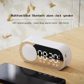 Intelligens Vezeték nélküli Bluetooth Hangszóró Kültéri Hordozható Nagy felbontású Tükör Haza Óra Ébresztőóra Kártyát Rádiós Ajándék Mini Sztereó