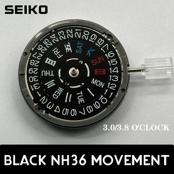 Japán Eredeti NH36 Fekete Dátuma Héten Automatikus 3 Óra Korona 3.8 órakor a Korona Óra Mozgás Mechanikai Alkatrészek