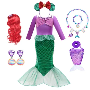 Karácsonyi Hableány Cosplay ruha Gyerek Halloween Hercegnő Ruha Szülinapi Parti Lányok Fishtail Ruházat Színpadi Kosztüm