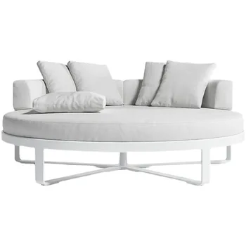 Kerti bútor fekszik ágyban, vízálló, valamint fényvédő kültéri szabadidős kör kanapé alumínium ötvözet bútorok