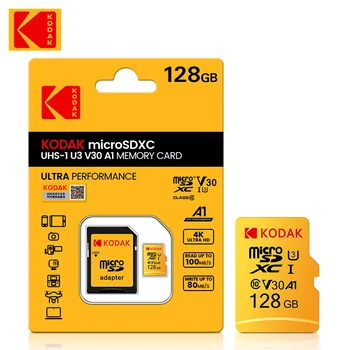 KODAK TF Kártya Class10 128G Micro SDCard 128GB U3 4K nagysebességű Flash Memória 128 Cartao De Memoria