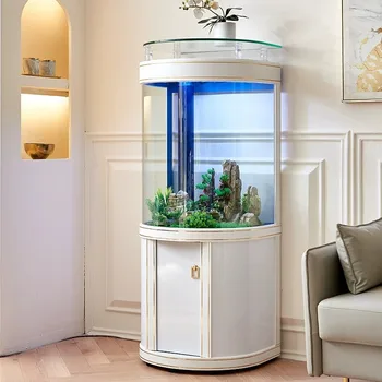 Luxus akvárium nappali félkör alakú alsó szűrő üveg akvárium ökológiai 2023 új home TV szekrény