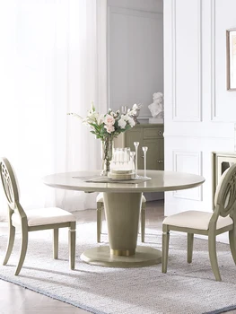 Luxus Amerikai tömör fa kerek étkező asztal, szék, kerek asztal Modern, egyszerű, étkező asztal kombináció hat ember
