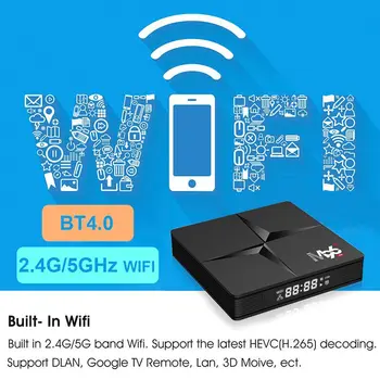 M96+ Quad Core Network Set-top Box RK3318 4KHD TV BOX 32 GB/64 GB ROM 2.4 G/5G WIFI, BT Android 10 Cortex-A53 Media Player H2.65