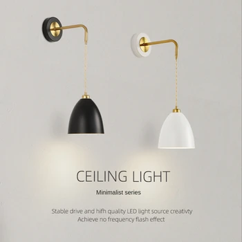 Modern, LED-es Fali Lámpák Minimalista Kreatív Line függő Típus Hálószoba Éjjeli Lámpa Északi Den Olvasó Lámpa E27 Otthoni Dekoráció