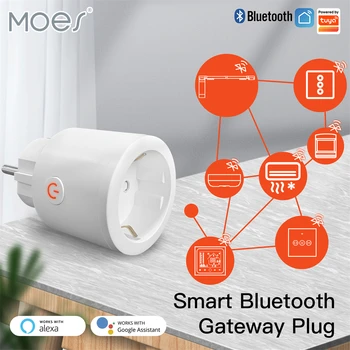 MOES Tuya Smart Plug WiFi Aljzat Mini Outlet Bluetooth Átjáró Hub Smart Élet APP Kronométer Kompatibilis Alexa GoogleHome 10A EU