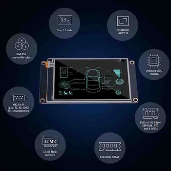 NEXTION HMI LCD érintőképernyő NX4832K035 3,5 Hüvelykes Rezisztív Kijelző Megerősített Sorozat UASRT TFT LCD Modul