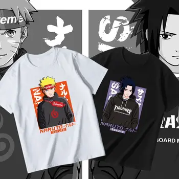 Nyári Naruto 100% - Os Pamut póló, Női-Férfi Rövid ujjú Diákok Anime a Naruto Sasuke Kakashi Ruhák Fél ujjú Pár