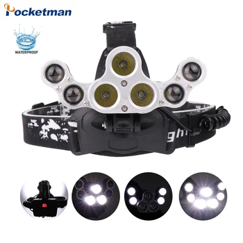 Pocketman 3 LED+4XPE LED Fényszóró Magas Lumen 4 Módok Fényszóró Vízálló Fej Lámpa Fej Zseblámpa Szuper Fényes Fáklya Fej