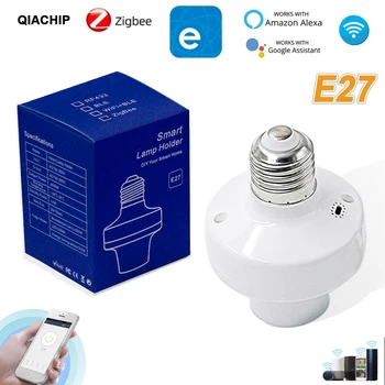 QIACHIP ZigBee Wifi Smart lámpatartó E27 LED Izzók Adapter Lámpa Foglalat Via eWelink App hangvezérlés Alexa, a Google Haza