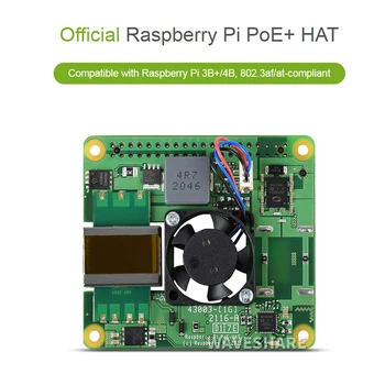 Raspberry Pi PoE+ KALAP Raspberry Pi 3B+/4B 802.3 af / at kompatibilis a 2.2 CFM hűtőventilátor 5V 4A Power Over Ethernet