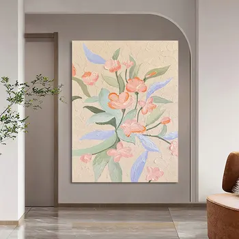 Szép Piros Virág Fal Absztrakt Nappali Dekoráció Art Kép Modern Hotel Mű, Vászon, Olaj Festmény Keret Nélküli