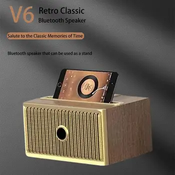 Tapasztalja meg a Tökéletes Hang a V6-os Retro Fa Bluetooth Hangszóró - Tökéletes Kreatív Ajándék Hangszóró a Zene Szerelmeseinek