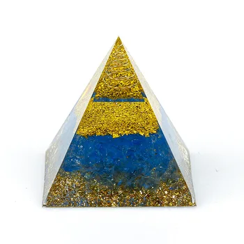 Természetes, Aquamarine, Crystal Epoxi Kézzel Készített Piramis Asztali Dekoráció Nappali, Iroda Dekoráció, Ékszer, Ajándék
