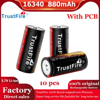 TrustFire Eredeti 16340 880mAh 3.7 V-os Újratölthető Li-ion Akkumulátor, 500-Szor Alkalmas Zseblámpa Játék Lítium Akkumulátor Cellák
