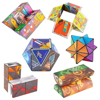Tér Ég Neo-Kocka Bűvös Kocka gyerek Puzzle Összecsukható Dekompressziós Mágneses Változó Dekompressziós Oktatási Játékok