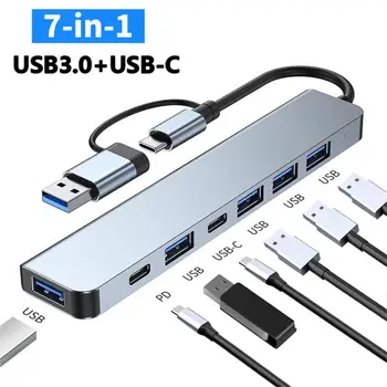 USB-C-Hub-Típus C-HDM-Kompatibilis RJ45 5 6 8 11 Kikötők kikötő PD TF SD AUX Usb Hub 3 0 Splitter A MacBook Air SZÁMÍTÓGÉP HUB