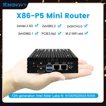 X86 P5 Szuper Mini Router 12 Generációs Intel N100 DDR5 4800MHz Tűzfal PC 2x i226-V 2.5 G ventilátor nélküli LAN Mini PC Proxmox Zsebében Szerver