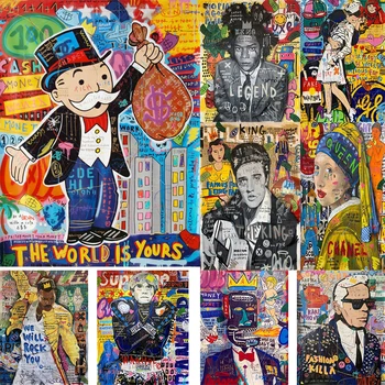 Új Graffiti Művészet Vászon Festmény, Absztrakt Híres Plakátokat, Nyomtatott Népszerű Wall Art Képek Nappali Otthoni Dekoráció