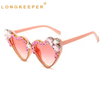 Új Vintage Pink Macska Szeme Női Napszemüveg Strasszos Aranyos, Szexi Trend Szerelmes Szív Alakú napszemüvegek Női Uv400 Hosszú Kapus
