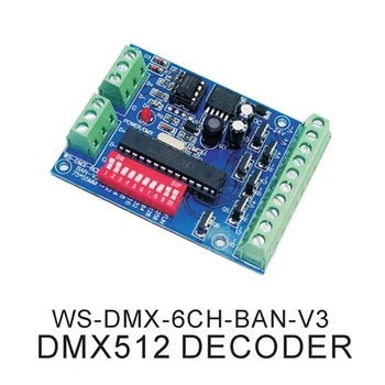 6 Csatorna DMX512 Dekóder 6CH DMX Vezérlő Tábla 2 db RGB Kimenet DC5V-24V Dekódoló Ellenőrzést Állandó Feszültség LED Szalag